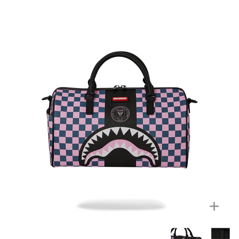 Sprayground Pink and Black Shark Mouth Duffel Bag (Firm Price)